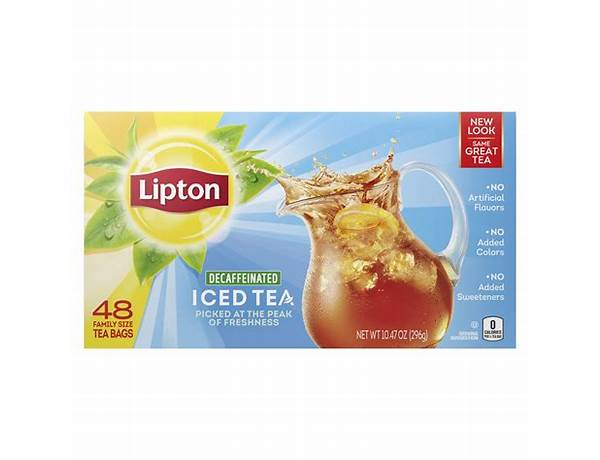 Lipton, family size iced tea bags food facts