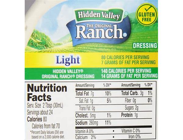 Lite ranch dressing nutrition facts