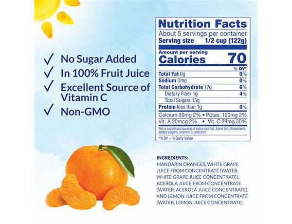 Little smoochies mandarins nutrition facts