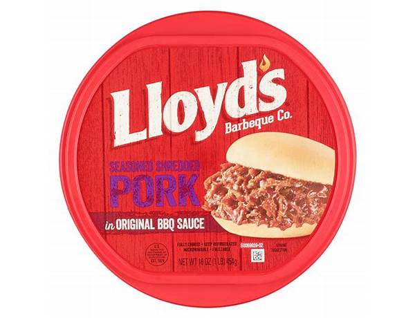 Lloyd's, seasoned shredded pork in original bbq sauce food facts