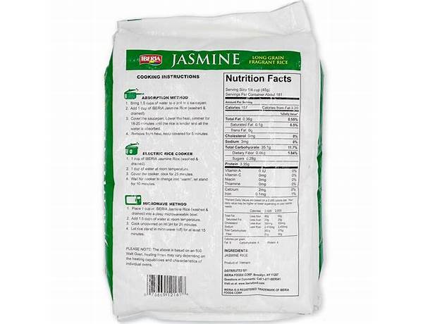 Long grain jasmine rice nutrition facts