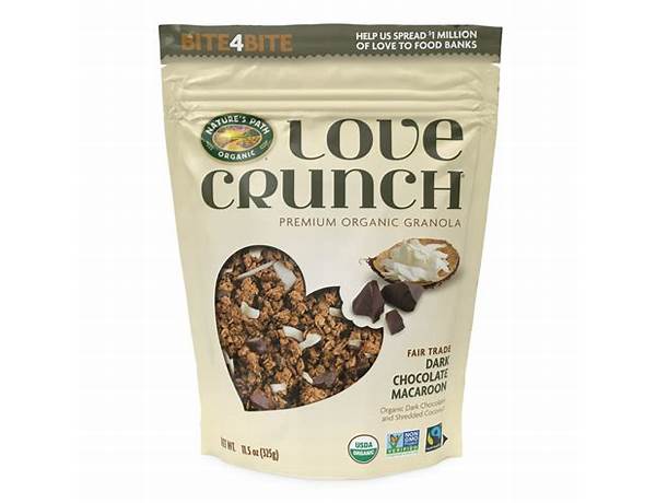 Love crunch organic dark chocolate macaroon granola food facts