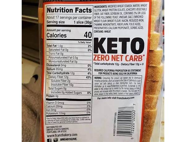 Low carb white bread food facts