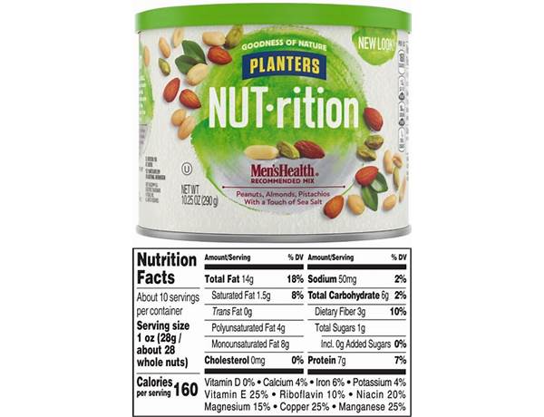 Low salt mixed nuts nutrition facts