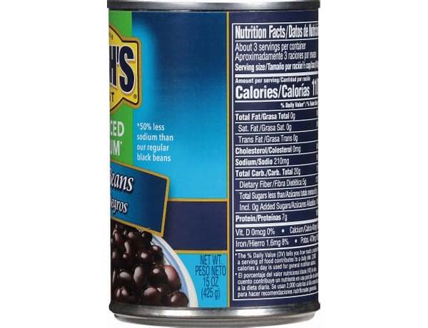 Low sodium black beans food facts
