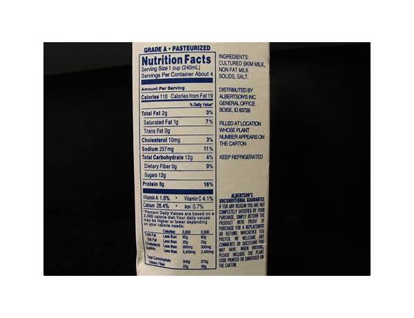 Lowfat buttermilk ingredients