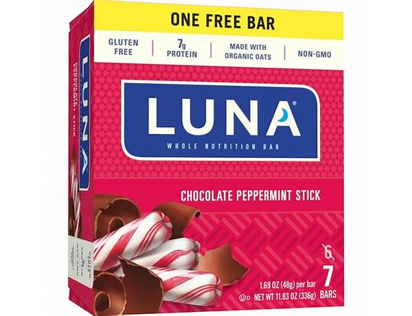 Luna, whole nutrition bar for women, chocolate peppermint stick food facts