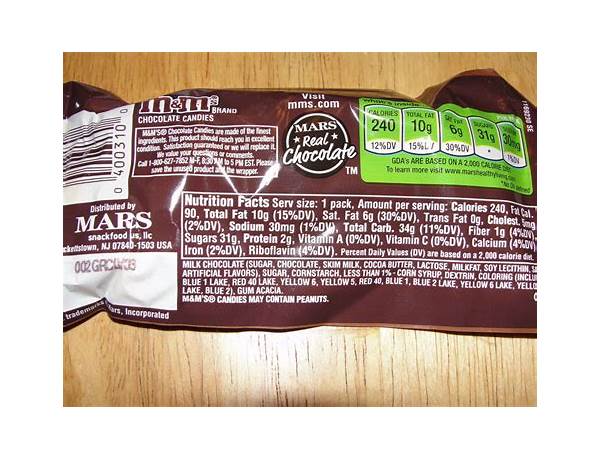 M and ms ingredients