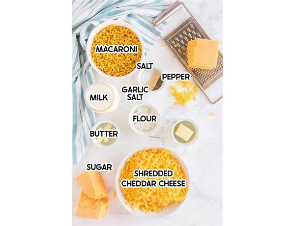 Mac n cheese wi th farm pasta shapes ingredients