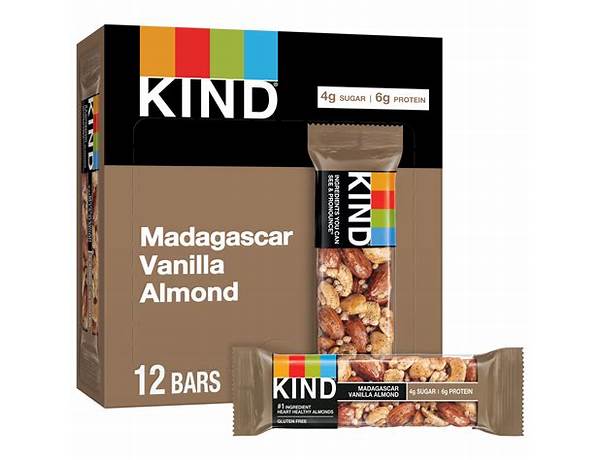 Madagascar vanilla almond & honey snack bars food facts