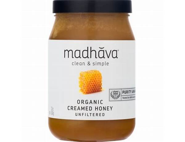 Madhāva organic creamed honey food facts
