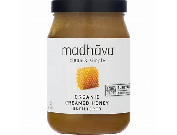 Madhāva organic creamed honey nutrition facts