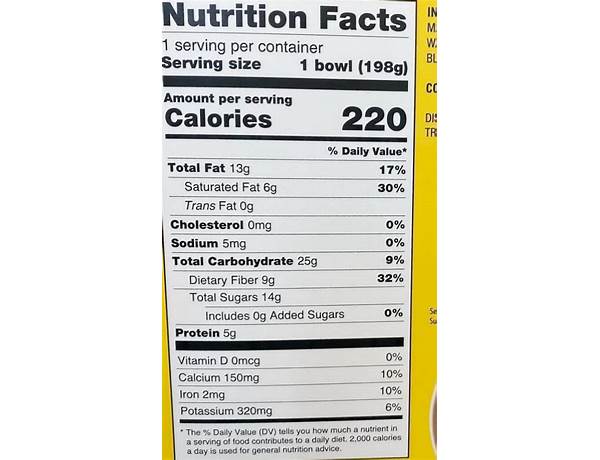 Mango blueberry chia bowl nutrition facts