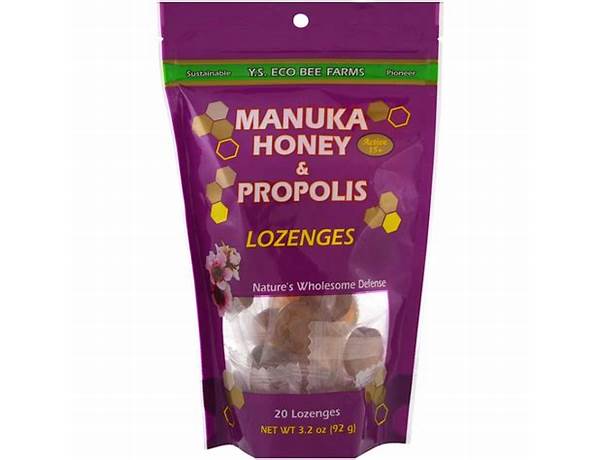 Manuka honey with propolis npa 10+ food supplement lozenges, soothing original (aniseed) food facts