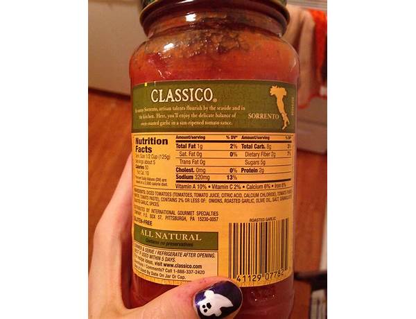 Marinad pasta sauce food facts