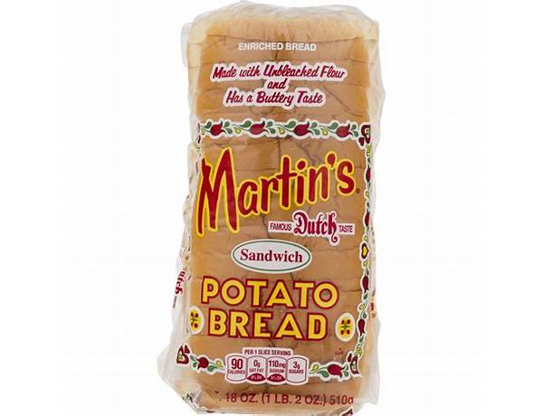 Martins sandwich potato bread slice food facts