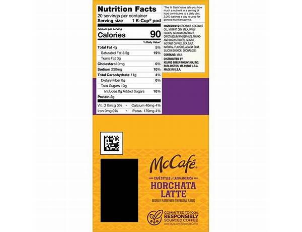 Mccafe horchata latte food facts