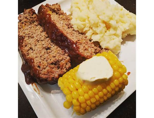 Meatloaf with mashed potatoes and corn ingredients