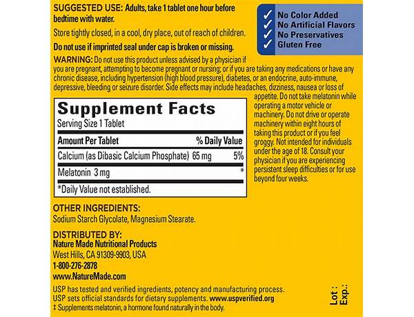 Melatonin ingredients