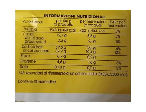 Merendine farcite al latte nutrition facts