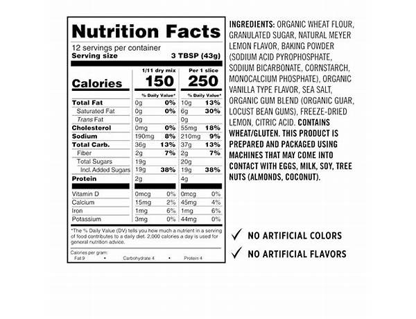 Meyer lemon wuick bread mix nutrition facts