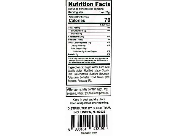Mf sweet and sour sauce nutrition facts