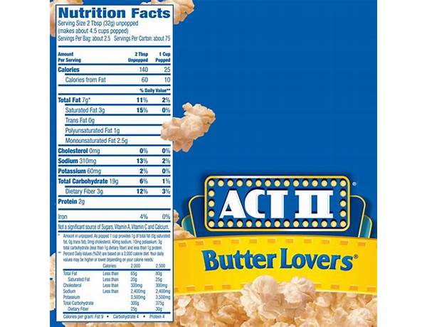 Microwave butter flavor popcorn nutrition facts
