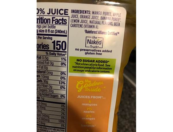 Mighty mango smoothie drink nutrition facts