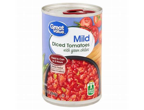 Mild diced tomatoes with green chili great value food facts