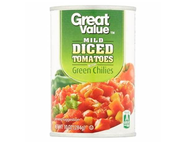 Mild diced tomatoes with green chili great value nutrition facts