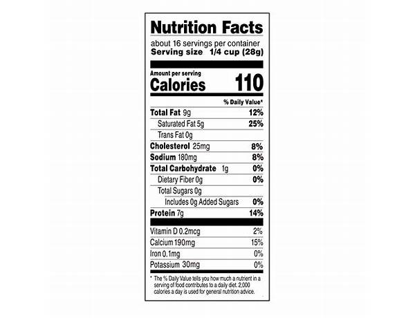 Mild shredded cheddar nutrition facts