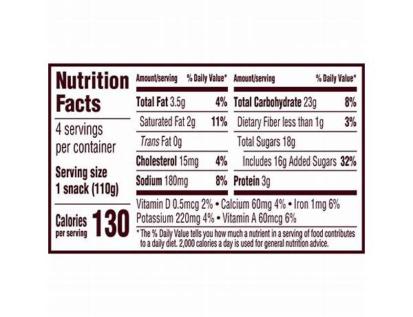 Milk chocolate nutritional pudding food facts