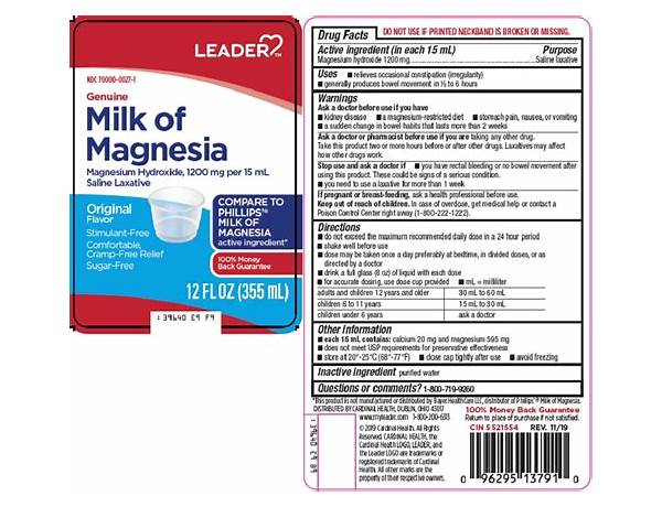 Milk of magnesia food facts