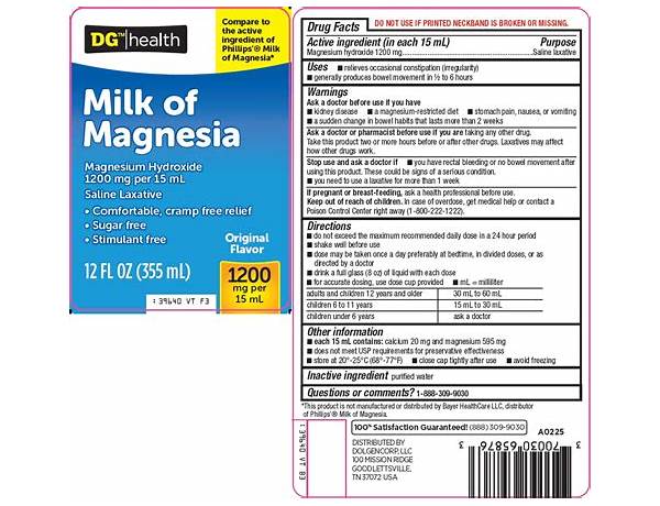 Milk of magnesia ingredients