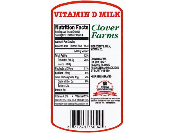 Milk vitamin d whole ingredients