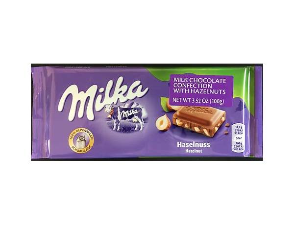Milka chocolate tablet milk with hazelnuts and toffee food facts
