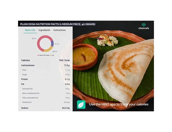 Millet dosa spinach food facts