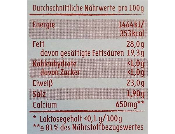 Milram nutrition facts