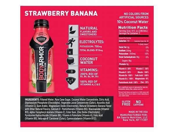 Mind body sports drink nutrition facts