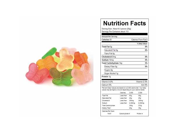 Mini gummy butterflies nutrition facts