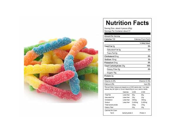 Mini sour gummi worms food facts