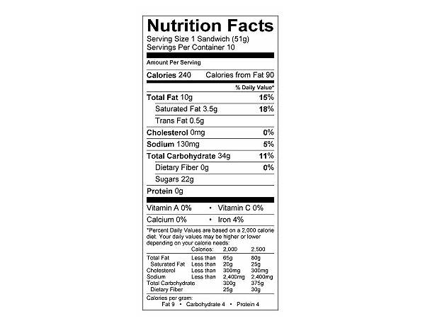 Mini whoopie pie nutrition facts