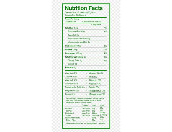 Mission jumbo avocado food facts