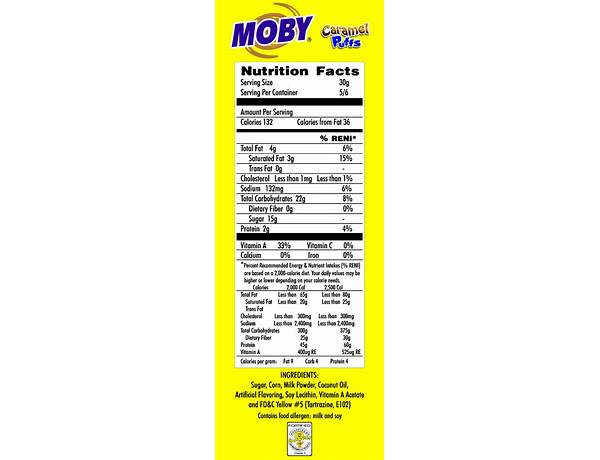 Moby caramel ingredients