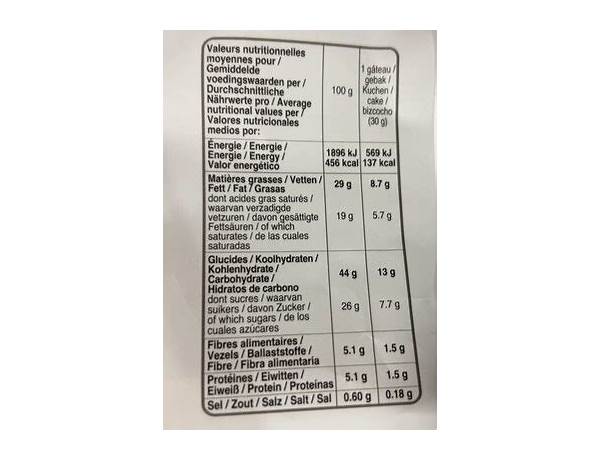 Moelleux chocolat nutrition facts