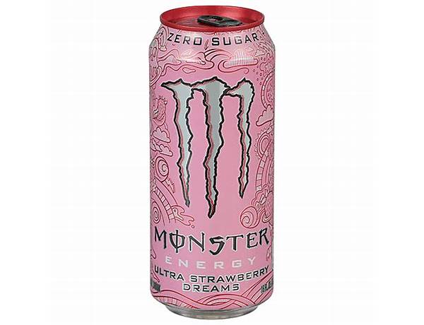 Monster energy drink, zero sugar, ultra strawberry dreams food facts