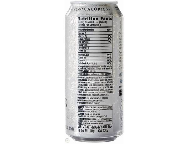 Monster zero ultra nutrition facts