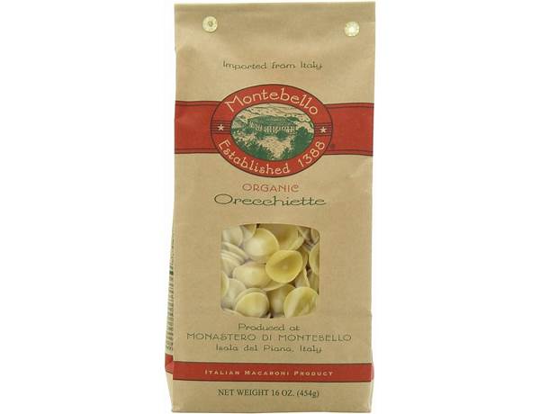 Montebello, organic orecchiette, italian macaroni product food facts