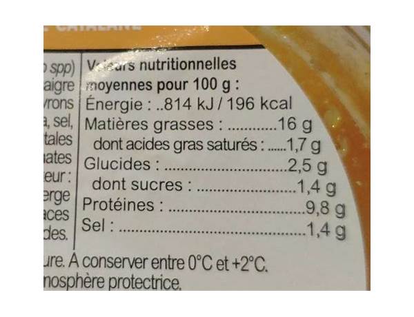 Morceaux de calamars nutrition facts