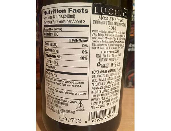 Moscato d’asti nutrition facts